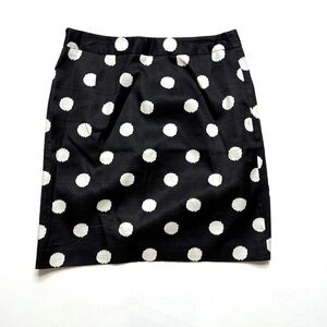 Ann Taylor LOFT Black and White Polka Dot Mini Pencil Skirt w/pockets Size 4